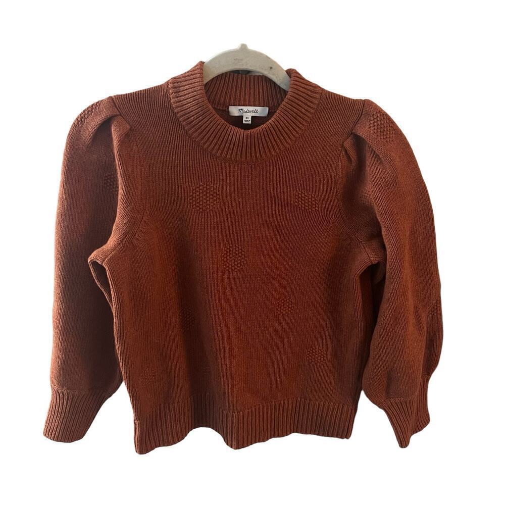 Madewell SZ XS Dotted Eaton Wool Cotton Puff Sleeve Pullover Sweater Academia